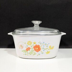 Corning Ware A-3-B "Wildflower" 3 Quart Covered Casserole Dish Vintage Bakeware
